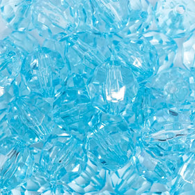 20mm Ice Blue Transparent Faceted Bubblegum Beads