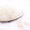 front view of a pile of 20mm Ivory Berry Rhinestone Bubblegum Beads
