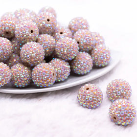 20mm Latte Brown Rhinestone AB Bubblegum Beads