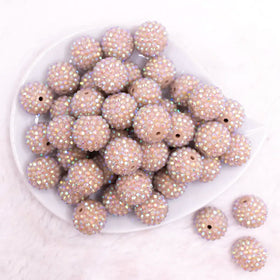 20mm Latte Brown Rhinestone AB Bubblegum Beads