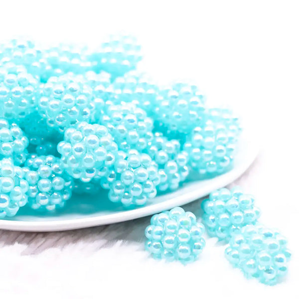 front view of a pile of 20mm Light Blue Berry Rhinestone Bubblegum Beads