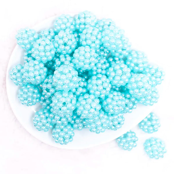 top view of a pile of 20mm Light Blue Berry Rhinestone Bubblegum Beads