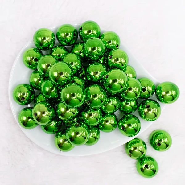 top view of a pile of 20mm Reflective Light Green Acrylic Bubblegum Beads
