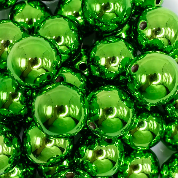 close up view of a pile of 20mm Reflective Light Green Acrylic Bubblegum Beads