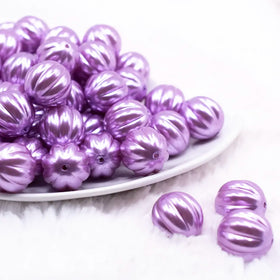 20mm Light Purple Pearl Pumpkin Shaped Bubblegum Bead