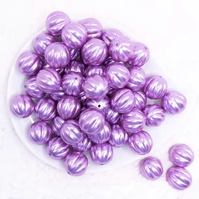 20mm Light Purple Pearl Pumpkin Shaped Bubblegum Bead