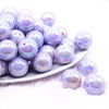 front view of a pile of 20MM Light Purple with Gold Foil Splatter AB Bubblegum Beads