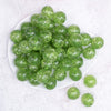 top view of a pile of 20mm Lime Green Glitter Tinsel Bubblegum Beads
