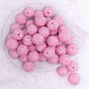 top view of a pile of 20mm Light Pink Rhinestone AB Bubblegum Beads