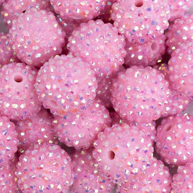 20mm Light Pink Rhinestone AB Bubblegum Beads