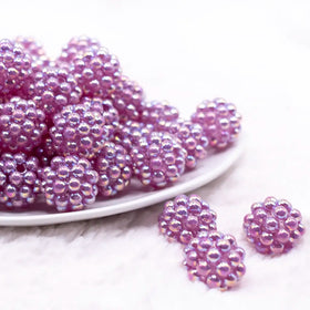 20mm Lilac Purple Berry Rhinestone Bubblegum Beads