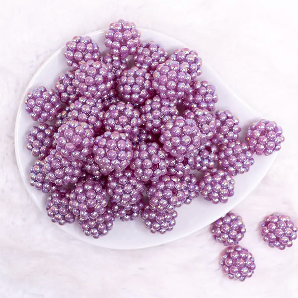 top view of a pile of 20mm Lilac Purple Berry Rhinestone Bubblegum Beads