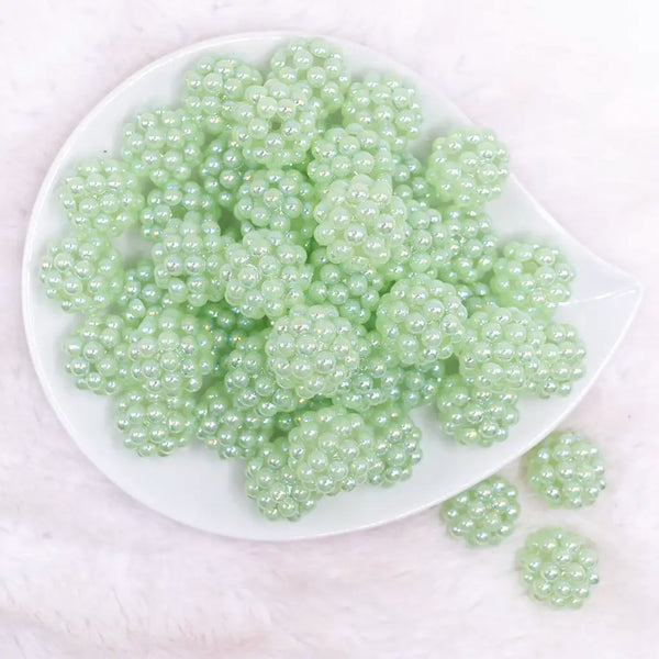 top view of a pile of 20mm Lime Green Berry Rhinestone Bubblegum Beads