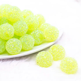 20mm Lime Green Sugar Rhinestone Bubblegum Bead