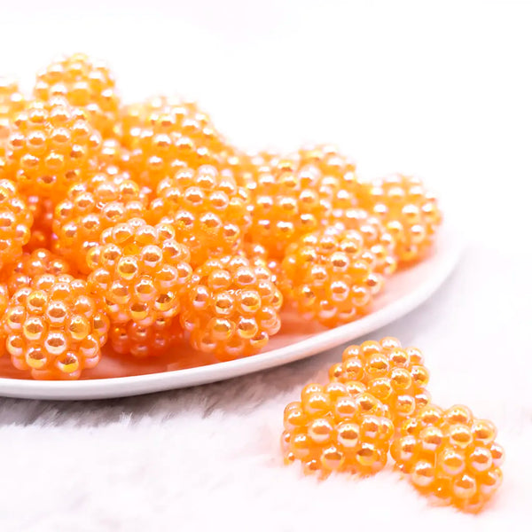 front view of a pile of 20mm Orange Berry Rhinestone Bubblegum Beads