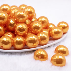 20mm Orange Disco Faceted Pearl Bubblegum Beads