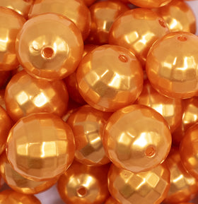 20mm Orange Disco Faceted Pearl Bubblegum Beads