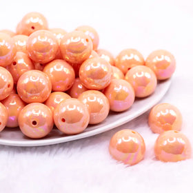 20MM Peach with Gold Foil Splatter AB Bubblegum Beads