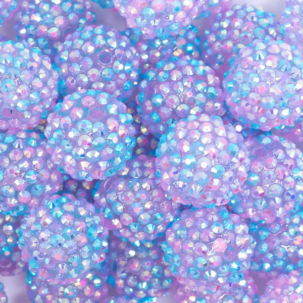 close up view of a pile of 20mm Jelly Pastel Confetti Rhinestone AB Bubblegum Beads