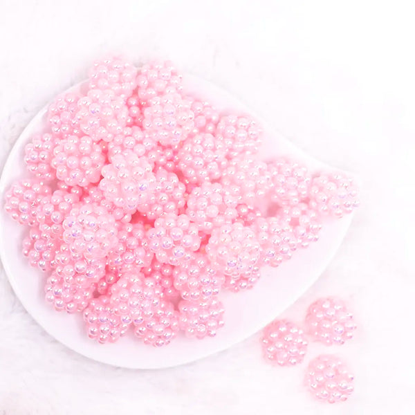 top view of a pile of 20mm Pink Berry Rhinestone Bubblegum Beads