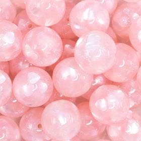 20mm Pink Heart Glitter Shimmer Bubblegum Bead