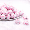 20mm Pink Love Print Acrylic Bubblegum Beads