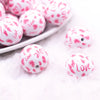 20mm Pink Love Print Acrylic Bubblegum Beads