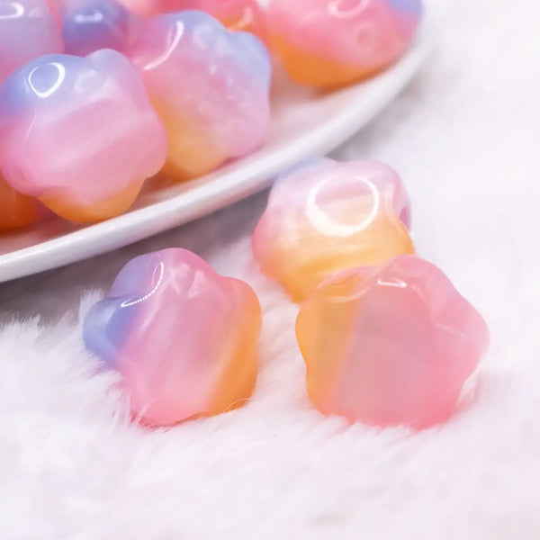 macro view of a pile of 20mm Pink Opal Flower Shaped Acrylic Beads