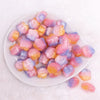 top view of a pile of 20mm Pink Opal Flower Shaped Acrylic Beads