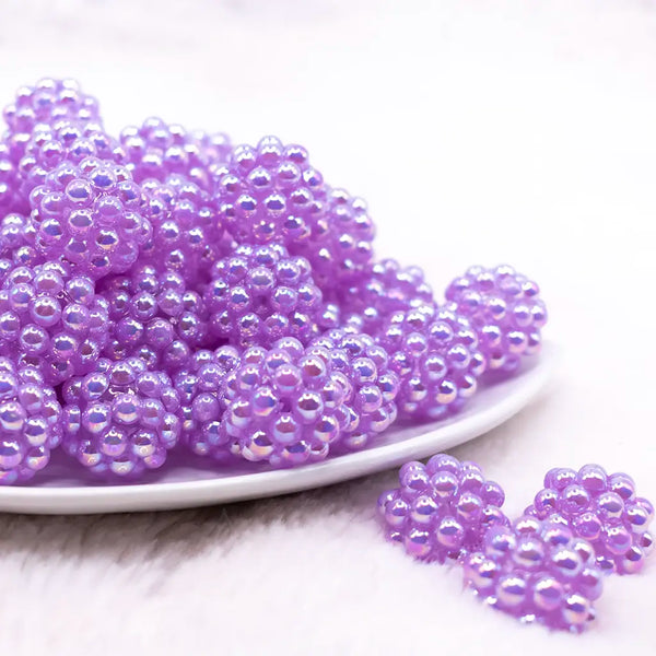 front view of a pile of 20mm Purple Berry Rhinestone Bubblegum Beads