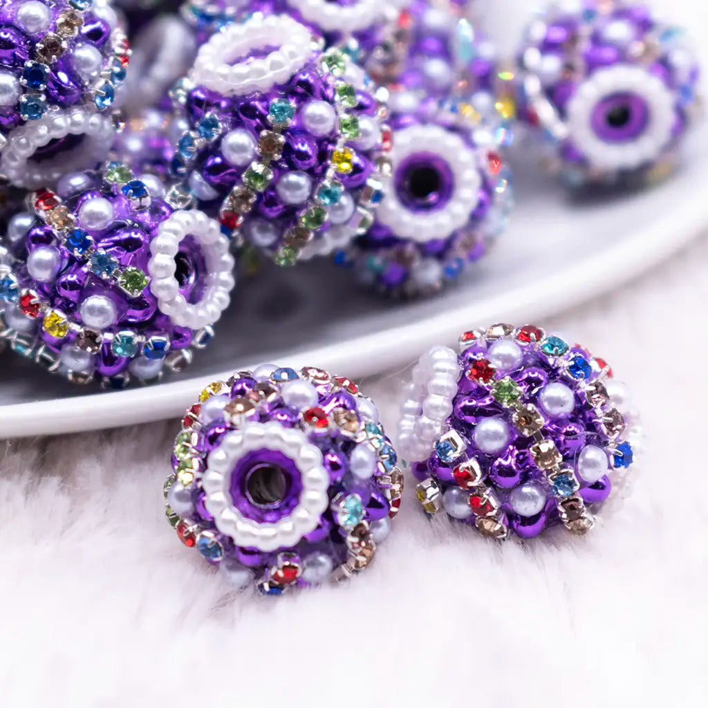 20mm Purple Resin Pearl Rhinestone Acrylic Bead | The BumbleBead Company