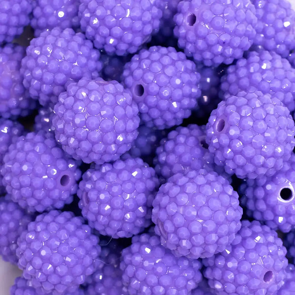 close up view of a pile of 20mm Purple on Purple Rhinestone Bubblegum Beads