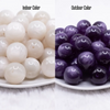 side by side comparison of a pile of 20mm Purple Color Changing Bubblegum Beads