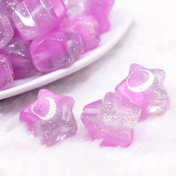 Macro view of a pile of 20mm Purple Opal Star Shaped Acrylic Beads