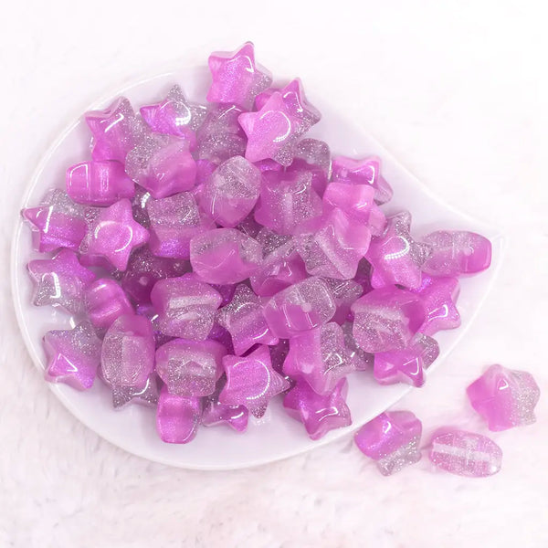 top view of a pile of 20mm Purple Opal Star Shaped Acrylic Beads