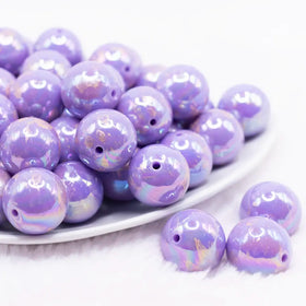 20MM Purple with Gold Foil Splatter AB Bubblegum Beads