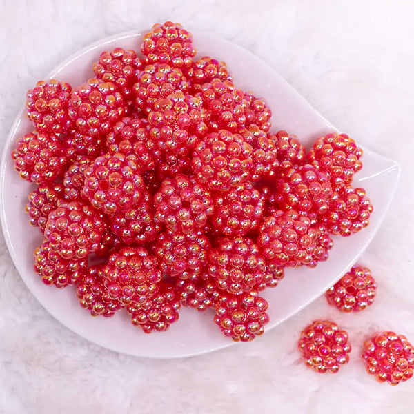 top view of a pile of 20mm Red Berry Rhinestone Bubblegum Beads