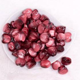 20mm Red Wine Opal Heart Shaped Acrylic Beads