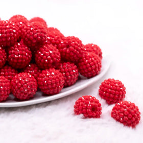 20mm Red on Red Rhinestone Bubblegum Beads