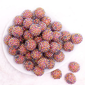 20mm Red Sparkle Rhinestone Bubblegum Beads