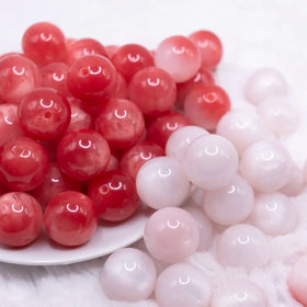 20mm Red to Hot Pink Color Changing Bubblegum Beads