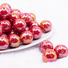 front view of a 20MM Red with Gold Foil AB Bubblegum Beads