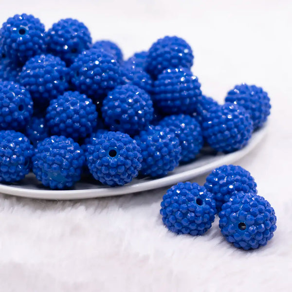 front view of a pile of 20mm Royal Blue on Royal Blue Rhinestone Bubblegum Beads