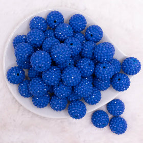 20mm Royal Blue on Royal Blue Rhinestone Bubblegum Beads