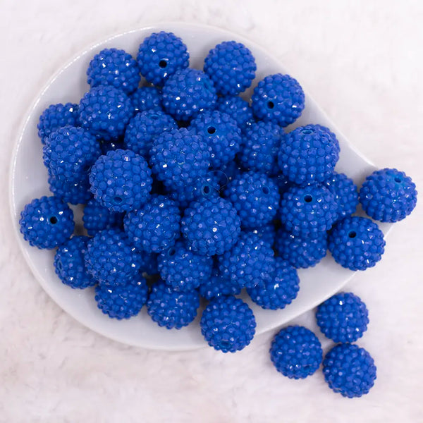 top view of a pile of 20mm Royal Blue on Royal Blue Rhinestone Bubblegum Beads