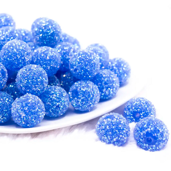 front view of a pile of 20mm Royal Blue Sugar Rhinestone Bubblegum Bead