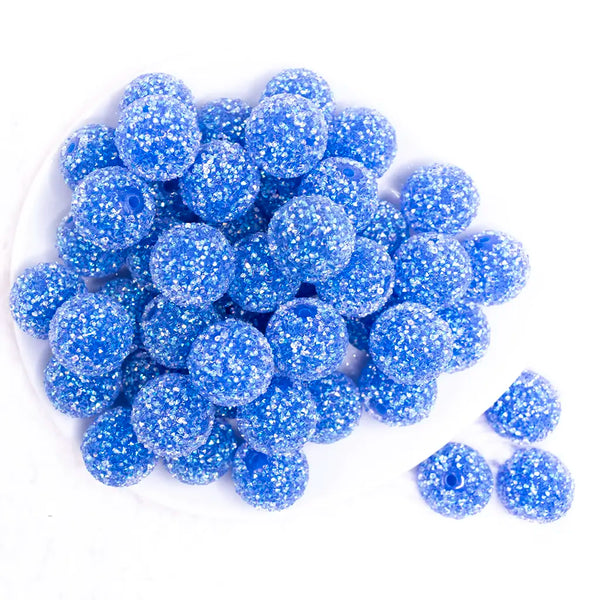 top view of a pile of 20mm Royal Blue Sugar Rhinestone Bubblegum Bead