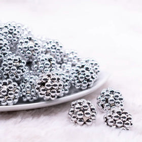 20mm Silver Berry Rhinestone Bubblegum Beads