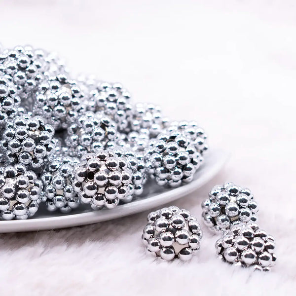 front view of a pile of 20mm Silver Berry Rhinestone Bubblegum Beads