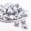 front view of a pile of 20mm Social Work Is A Work of Heart Print Acrylic Bubblegum Beads - 10 count